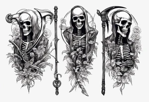 Skeleton with scythe death tattoo idea