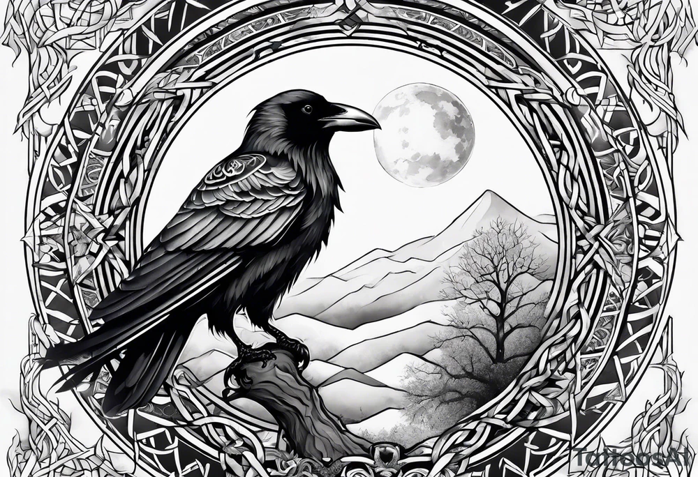 world tree with a raven and knotwork sleeve tattoo tattoo idea world tree with a raven and knotwork sleeve tattoo tattoo idea