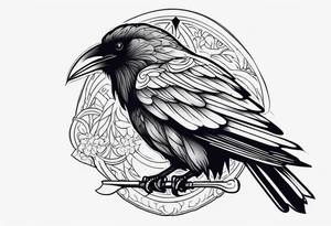 black raven with sword in mouth tattoo idea