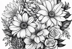 fine line flower bouquet tattoo tattoo idea