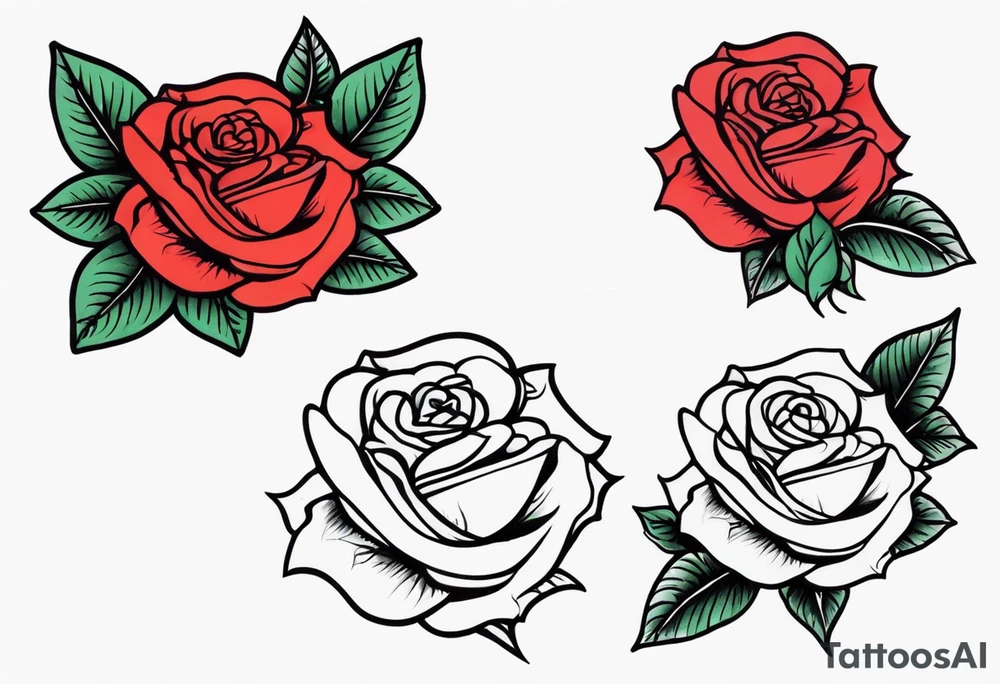 Four roses with a banner tattoo idea