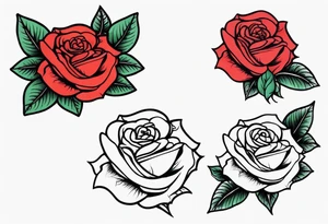Four roses with a banner tattoo idea