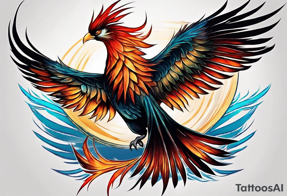 phoenix, 
chinese,
realistic, 
long tail,
elegant,
wing tips pointing down,
long neck,
long feathers,
in flight,
graceful, tattoo idea