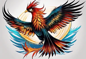 phoenix, 
chinese,
realistic, 
long tail,
elegant,
wing tips pointing down,
long neck,
long feathers,
in flight,
graceful, tattoo idea