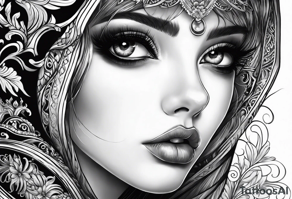 big eyes with lighting tattoo idea