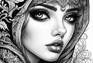 big eyes with lighting tattoo idea