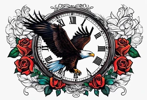 eagle, rose, clock , love tattoo idea