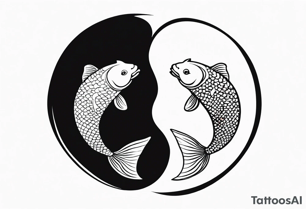 powerful majestic ying Yang symbol made of koi fish tattoo idea