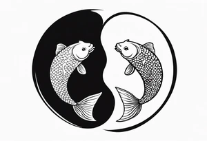 powerful majestic ying Yang symbol made of koi fish tattoo idea