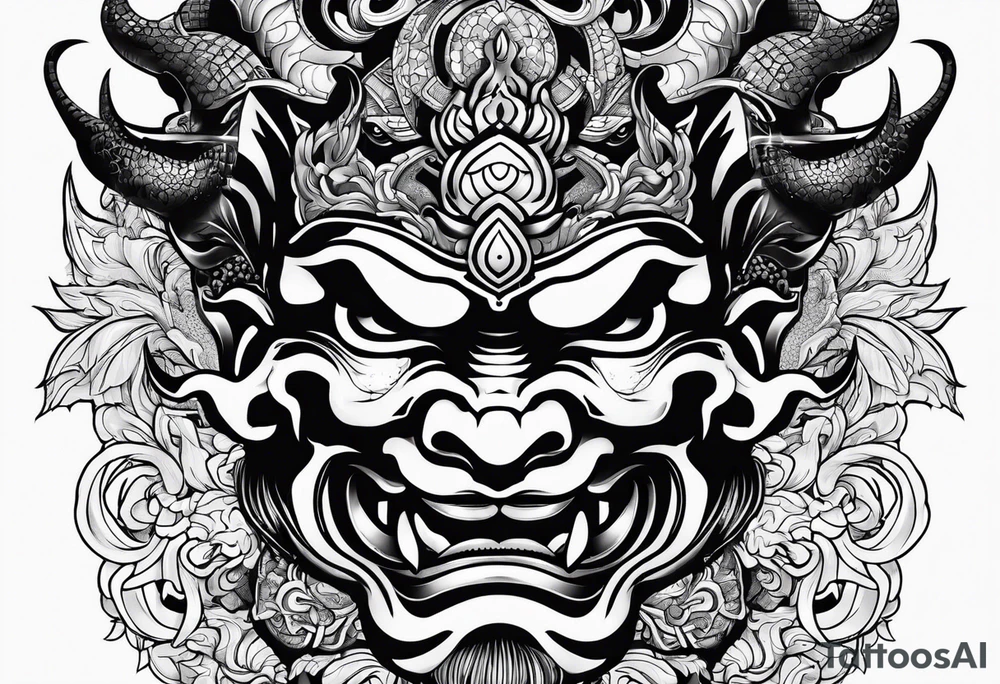 Japanese oni mask tattoo idea