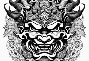 Japanese oni mask tattoo idea