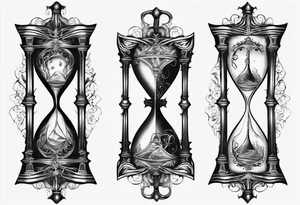 an hourglass with filagree tattoo idea