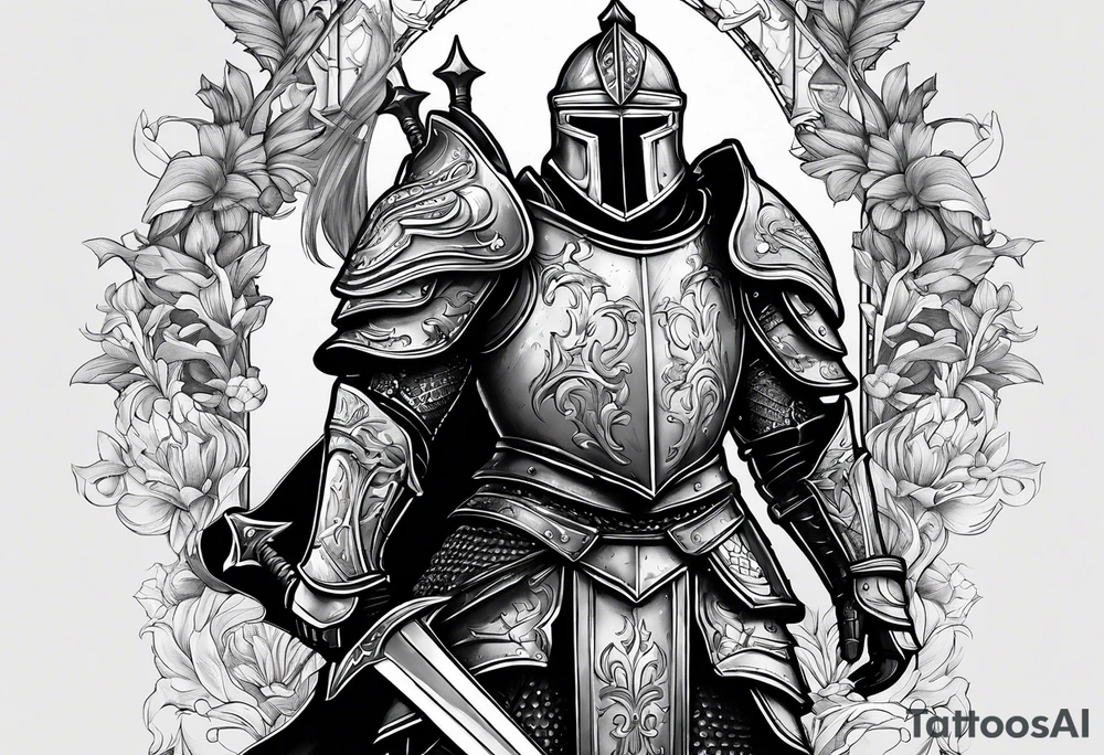 knight in heavy armor tattoo idea