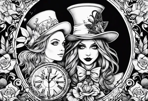 Gothic Alice in wonderland tattoo idea