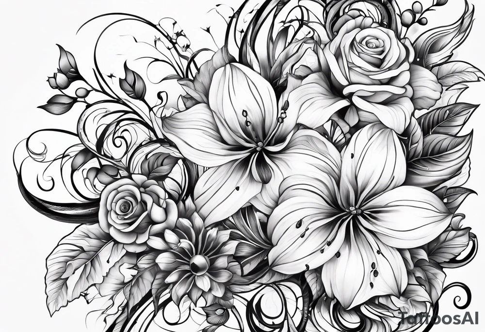 long flower vine tattoo idea