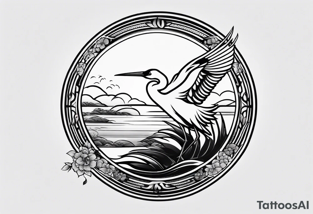 Japanese crane tattoo idea