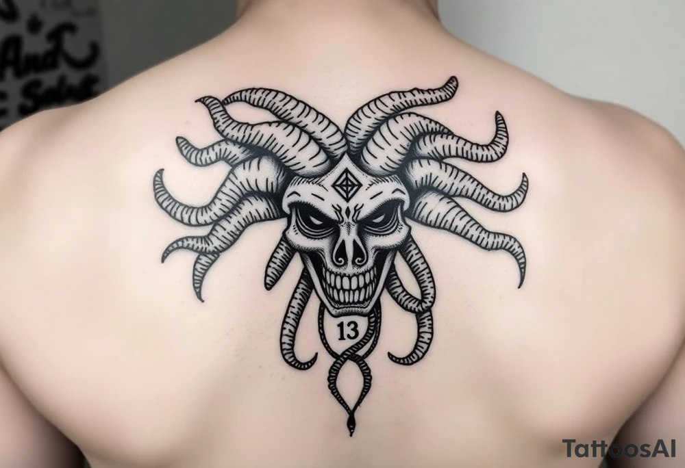 powerful medusa for women. Simple but intricate. The number 13 somewhere in the tattoo. tattoo idea