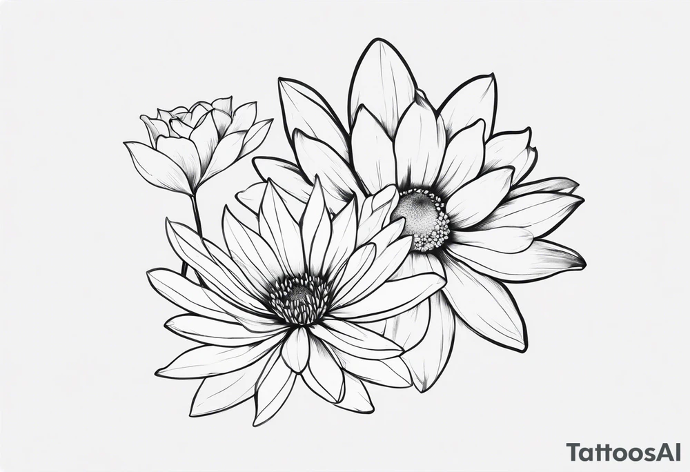 Water Lillie and Daisy minimal tattoo idea