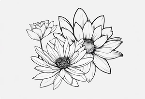 Water Lillie and Daisy minimal tattoo idea