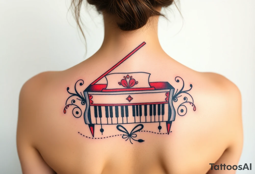 Colorful piano tattoo idea
