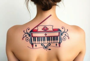 Colorful piano tattoo idea