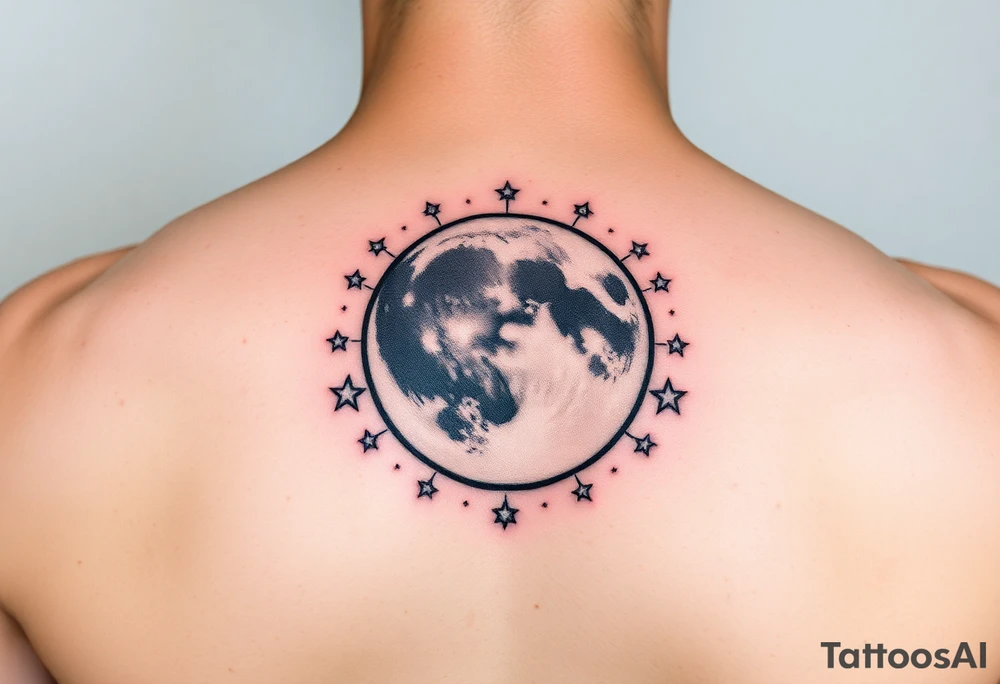 negative space tattoo inspired by the moon and stars tattoo idea
