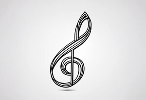 Simple minimalist tattoo in the style of single needle art depicting musical notes in the shape of letters “l” and “r” tattoo idea