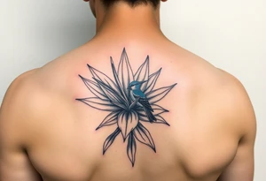 Bird of paradise flower with blue bird tattoo idea