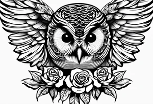 Barred owl with a rose tattoo idea