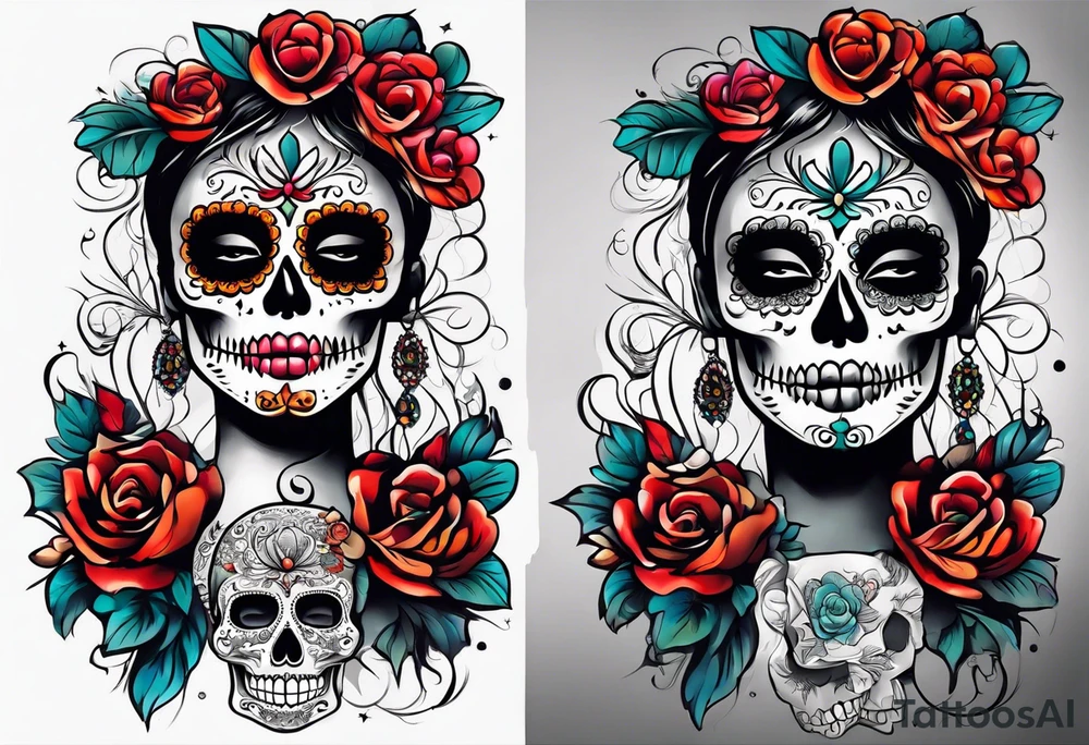 Mexico day of dead tattoo idea