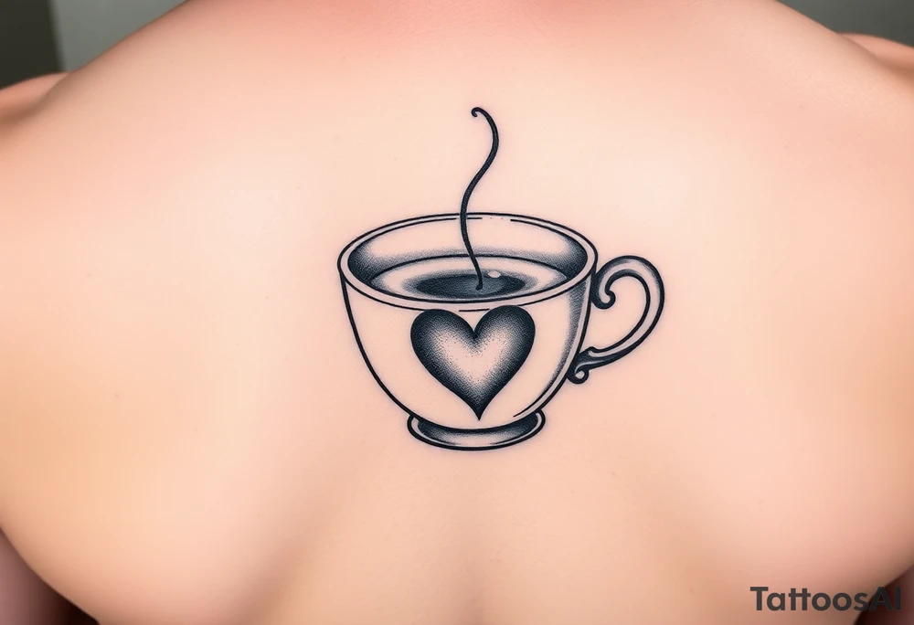 Cute cup of tea with a love heart tattoo idea