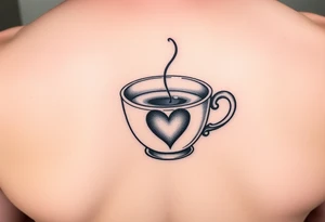 Cute cup of tea with a love heart tattoo idea