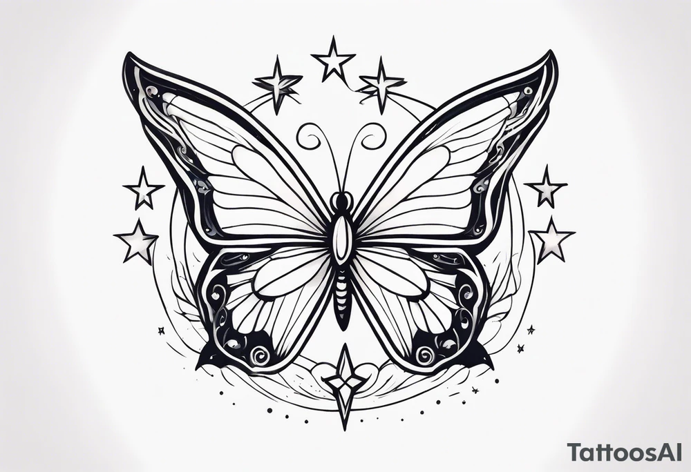 Butterfly and star tattoo idea