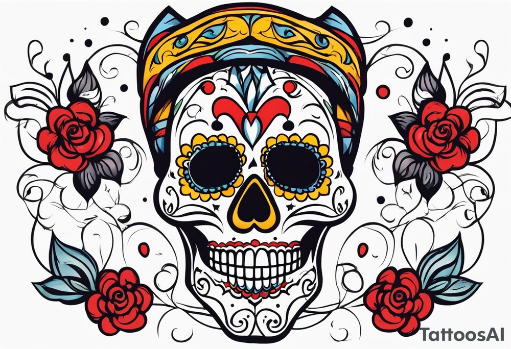 El triste payaso, sugar skull style tattoo idea