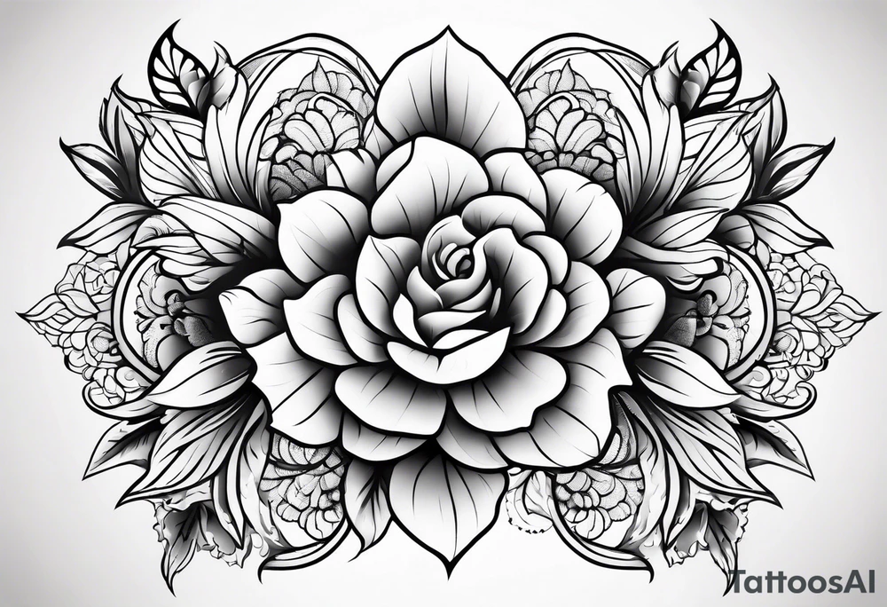 Flower lace curved tattoo idea