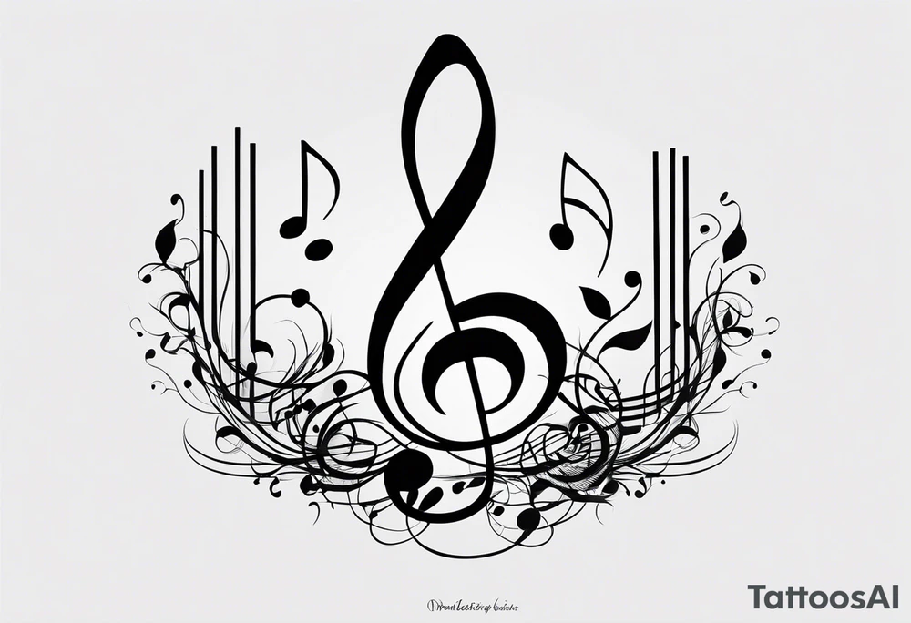 Simple minimalist tattoo in the style of line art depicting musical notes in the letters “l” and “r” tattoo idea