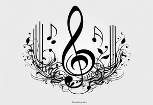 Simple minimalist tattoo in the style of line art depicting musical notes in the letters “l” and “r” tattoo idea