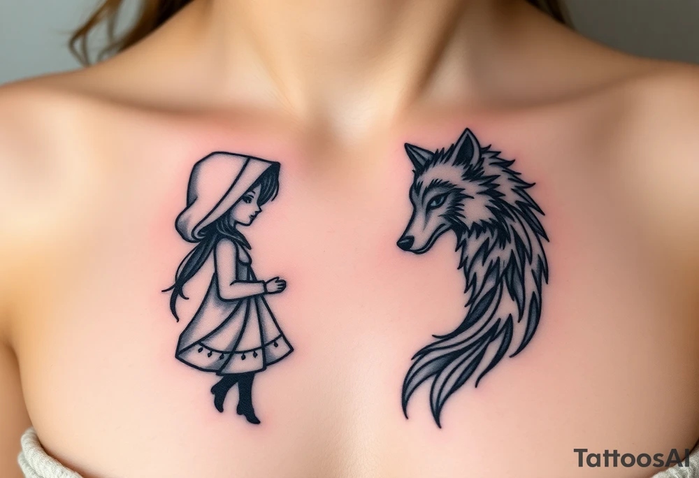 Little red riding hood and big bad wolf tattoo idea