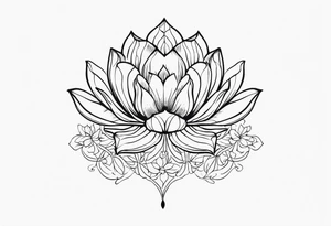 Fleur de lotus et fleurs de cerisier bas du dos et colonne vertébrale tattoo idea