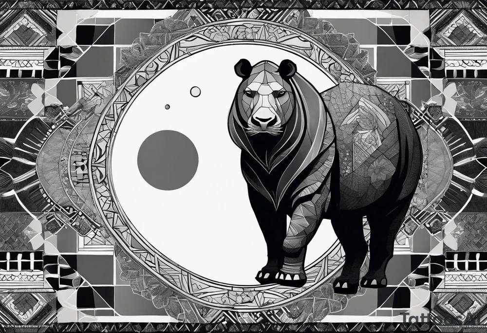 Very asymmetrical, +geometric pattern, with realistic full moon, with hippo at side look, +tribal, +geometric, +inkart , +blackwork, +grey scale, + sketch
with wintersweet flower bud, +inkart touch, +for men, detailed , combined favourite , superimposed with a lion tattoo idea