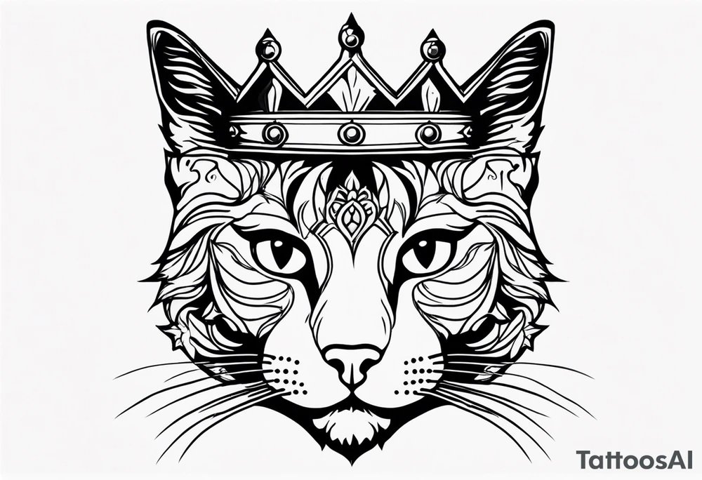 cat with crown tattoo idea