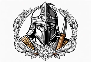 greek warrior wearing a Corinthian helmet weilding an axe tattoo idea