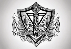 Valhalla sword shield axe Valknut  tribal tattoo idea