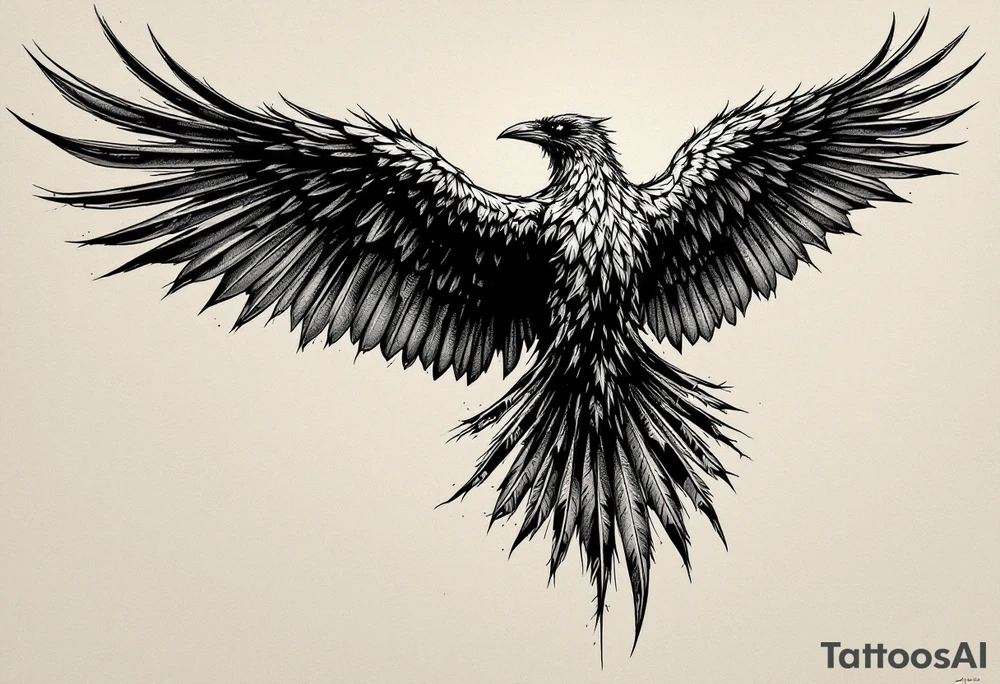 Raven on shoulder with wing extended onto chest tattoo idea