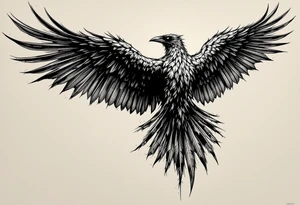 Raven on shoulder with wing extended onto chest tattoo idea