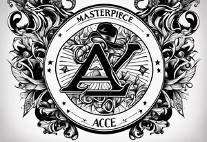 Neck tattoo saying Ace reversed filled in tattoo idea