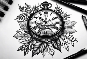 Rowan tree and 2 clocks tattoo idea