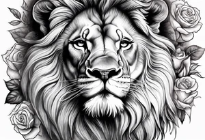 Shoulder lion and rose tattoo idea