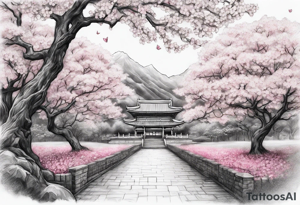 I love you in another language with cherry blossom trees coming im and out of it tattoo idea
