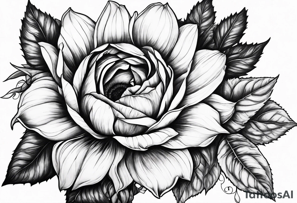 Sunflower and roses tattoo idea